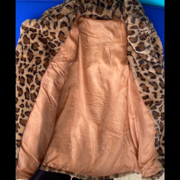 LEOPARD FAUX FUR COAT Animal Print Teddy - Picture 7 of 8